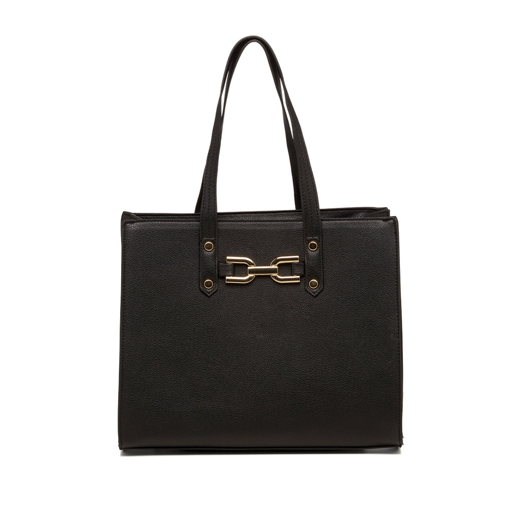 Borsa a spalla nera da donna con morsetto Lora Ferres