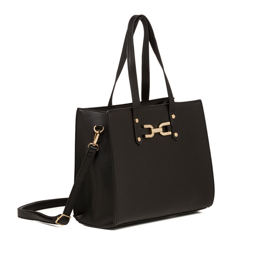 Borsa a spalla nera da donna con morsetto Lora Ferres