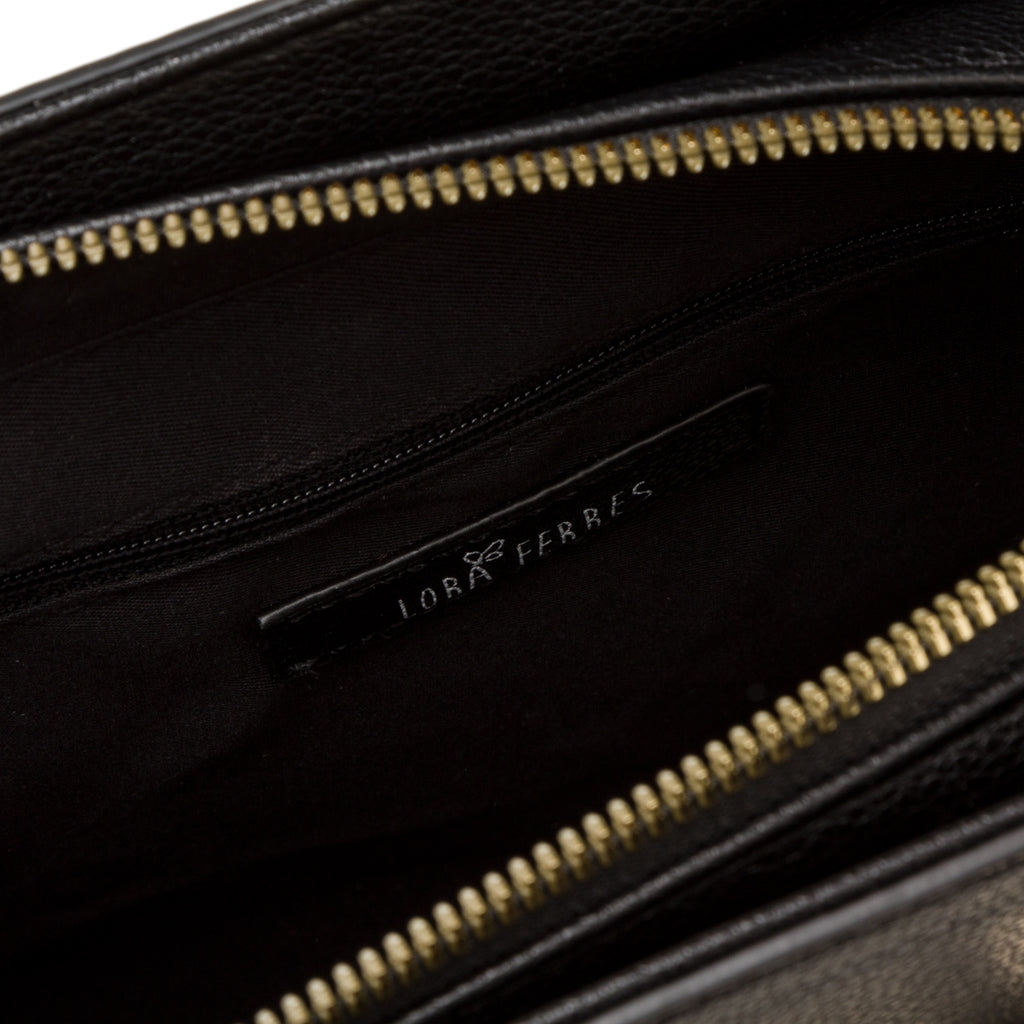 Borsa a spalla nera da donna con morsetto Lora Ferres