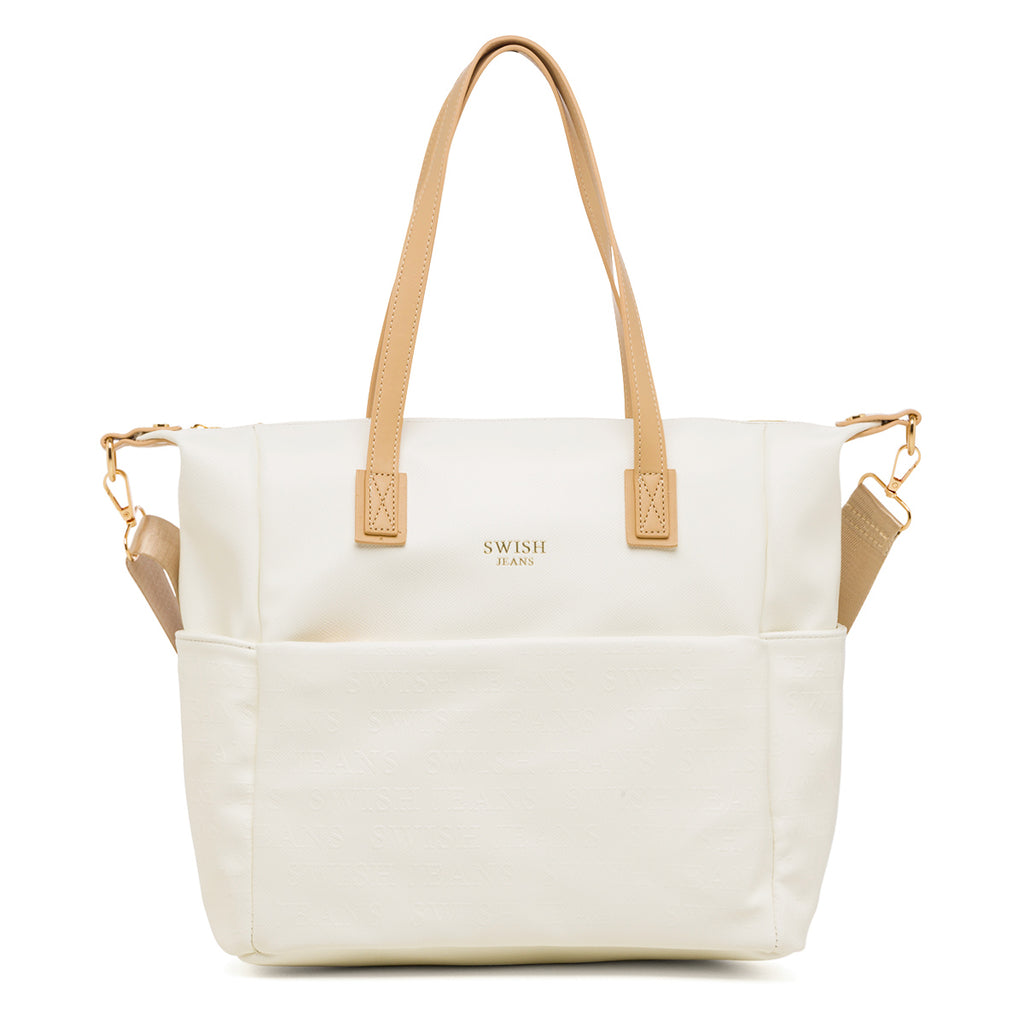 Borsa a spalla bianca da donna con logo frontale Swish Jeans Sherry