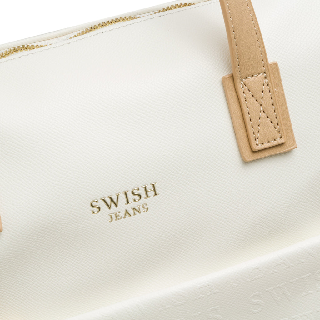 Borsa a spalla bianca da donna con logo frontale Swish Jeans Sherry