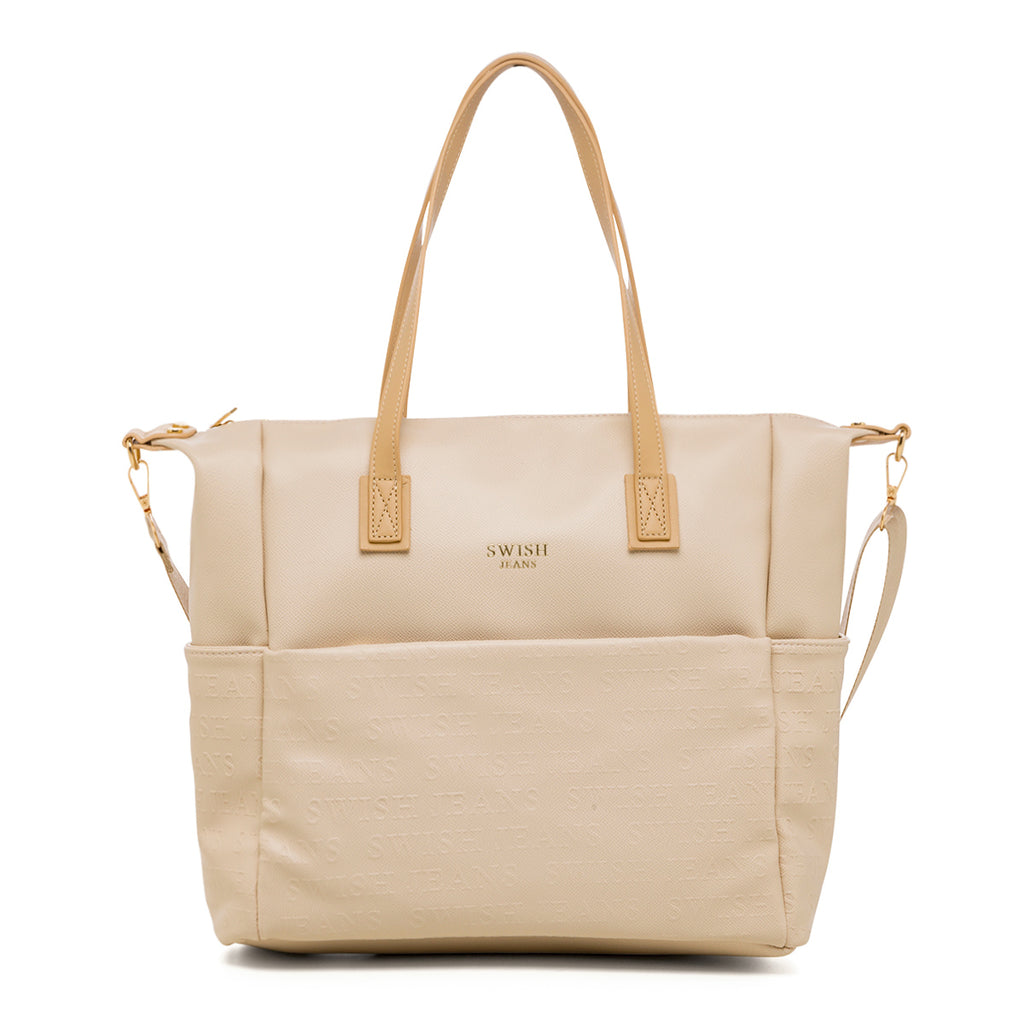 Borsa a spalla nude da donna con logo frontale Swish Jeans Sherry