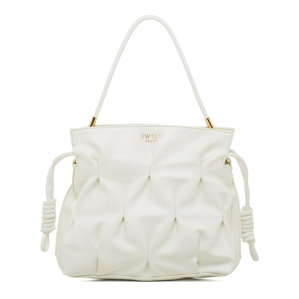 Borsa a spalla bianca da donna con coulisse Swish Jeans Elidia