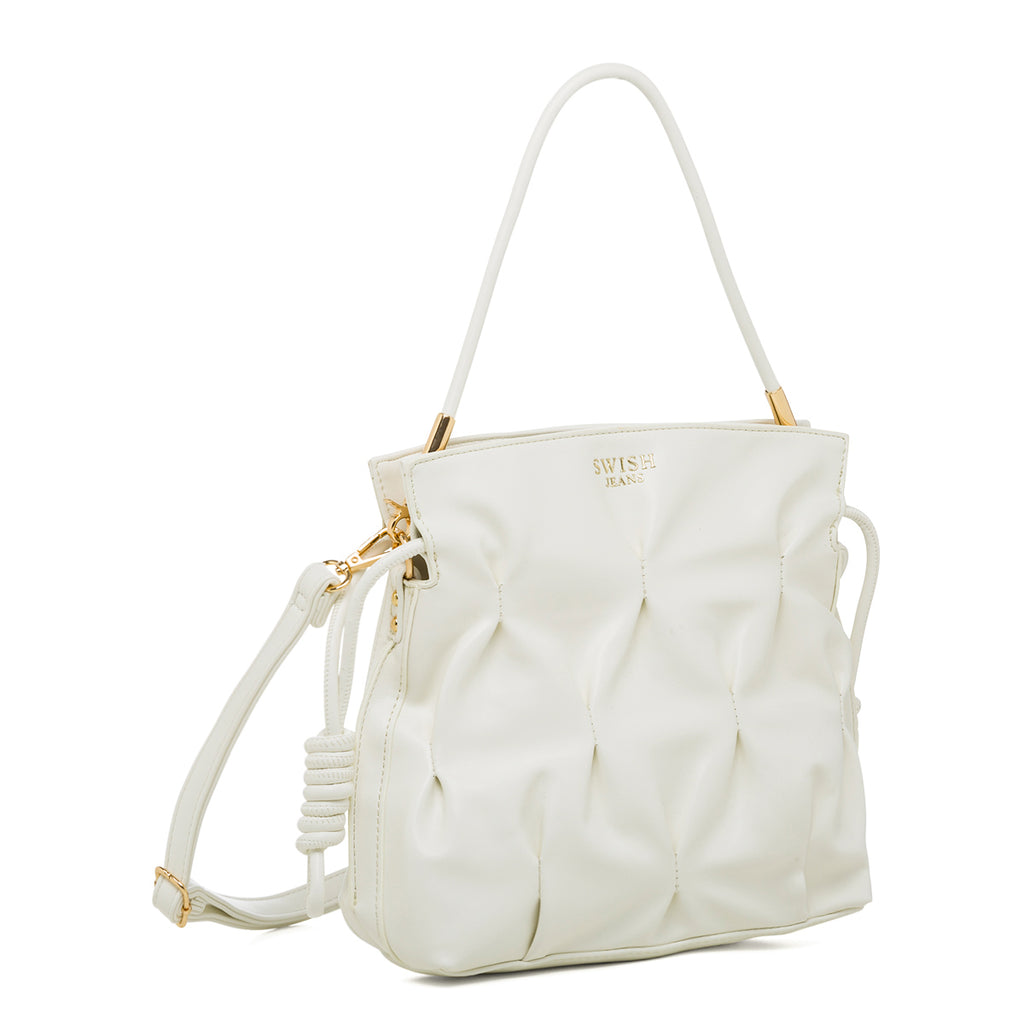 Borsa a spalla bianca da donna con coulisse Swish Jeans Elidia