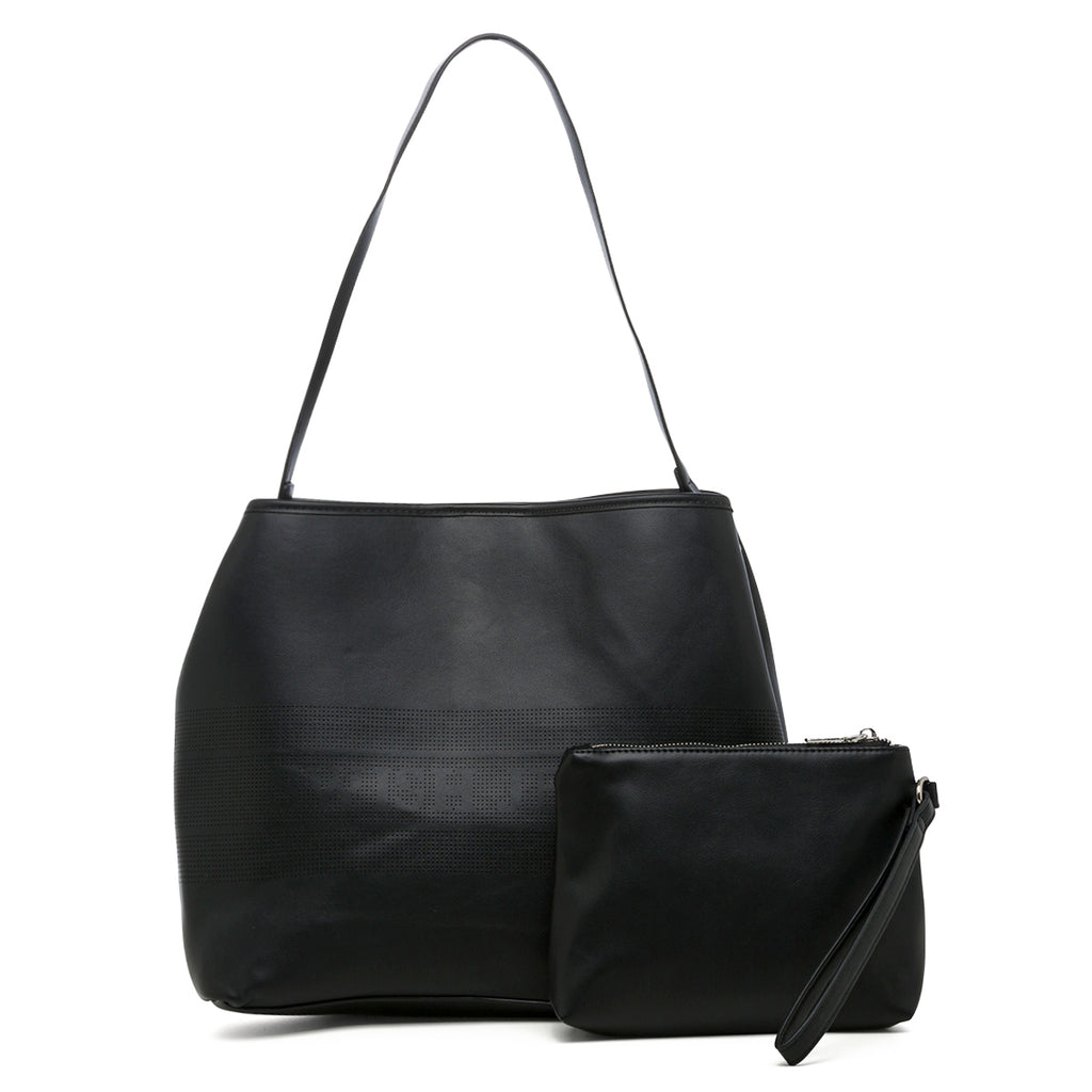 Borsa a spalla nera traforata da donna Swish Jeans Miami