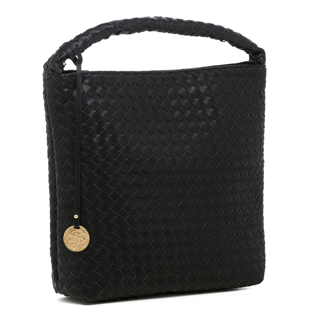 Borsa a spalla nera da donna effetto intrecciato Swish Jeans Cica