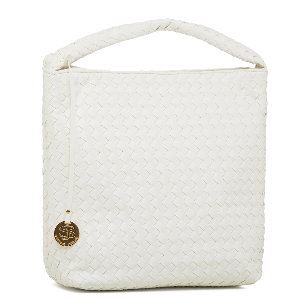 Borsa a spalla bianca da donna effetto intrecciato Swish Jeans Cica