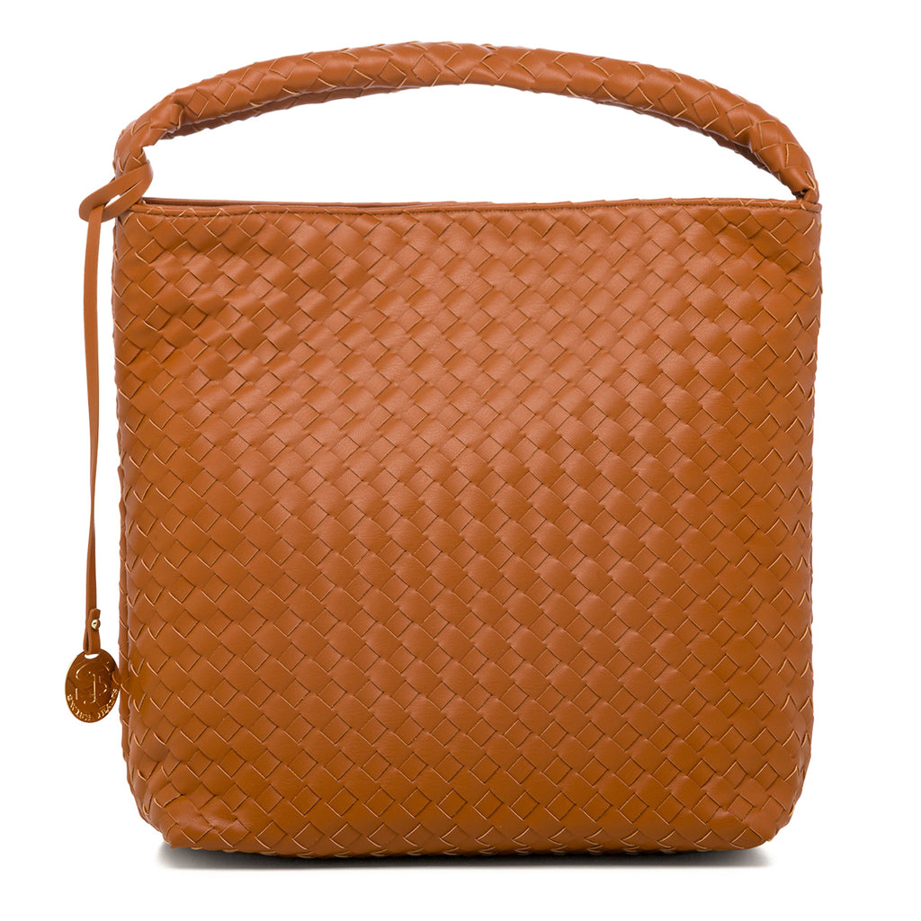 Borsa a spalla marrone cuoio da donna effetto intrecciato Swish Jeans Cica