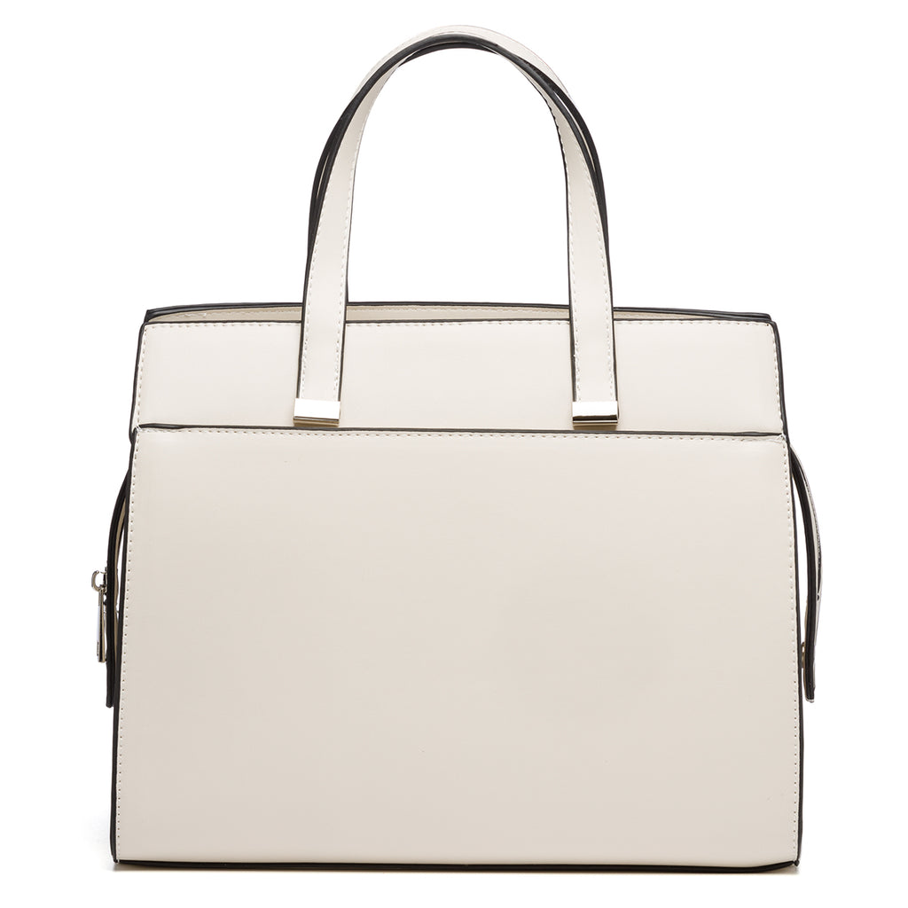 Borsa a mano bianca con dettagli in metallo Lora Ferres