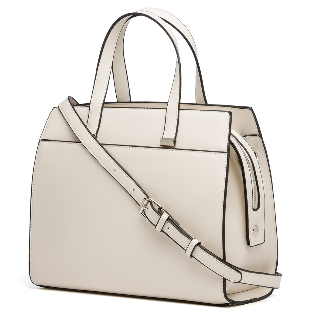 Borsa a mano bianca con dettagli in metallo Lora Ferres