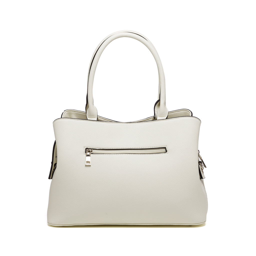 Borsa a mano bianca con strisce laminate multicolore Swish Jeans