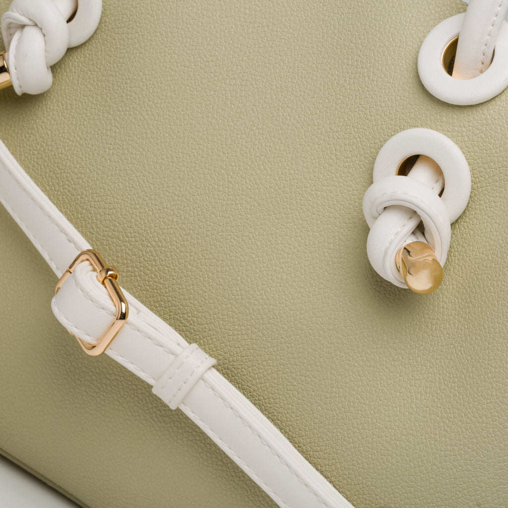 Borsa a mano verde con manici bianchi e fascia logata Swish Jeans