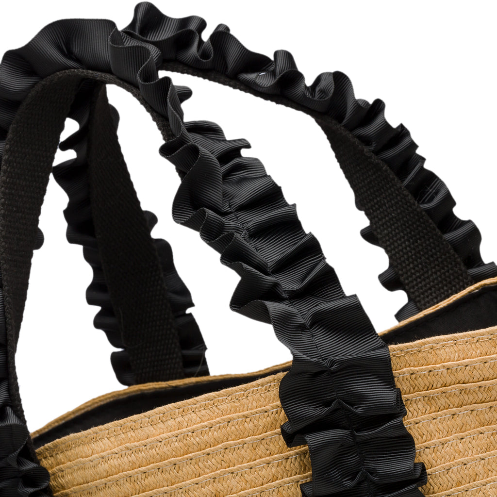 Borsa a mano effetto paglia intrecciata Lora Ferres