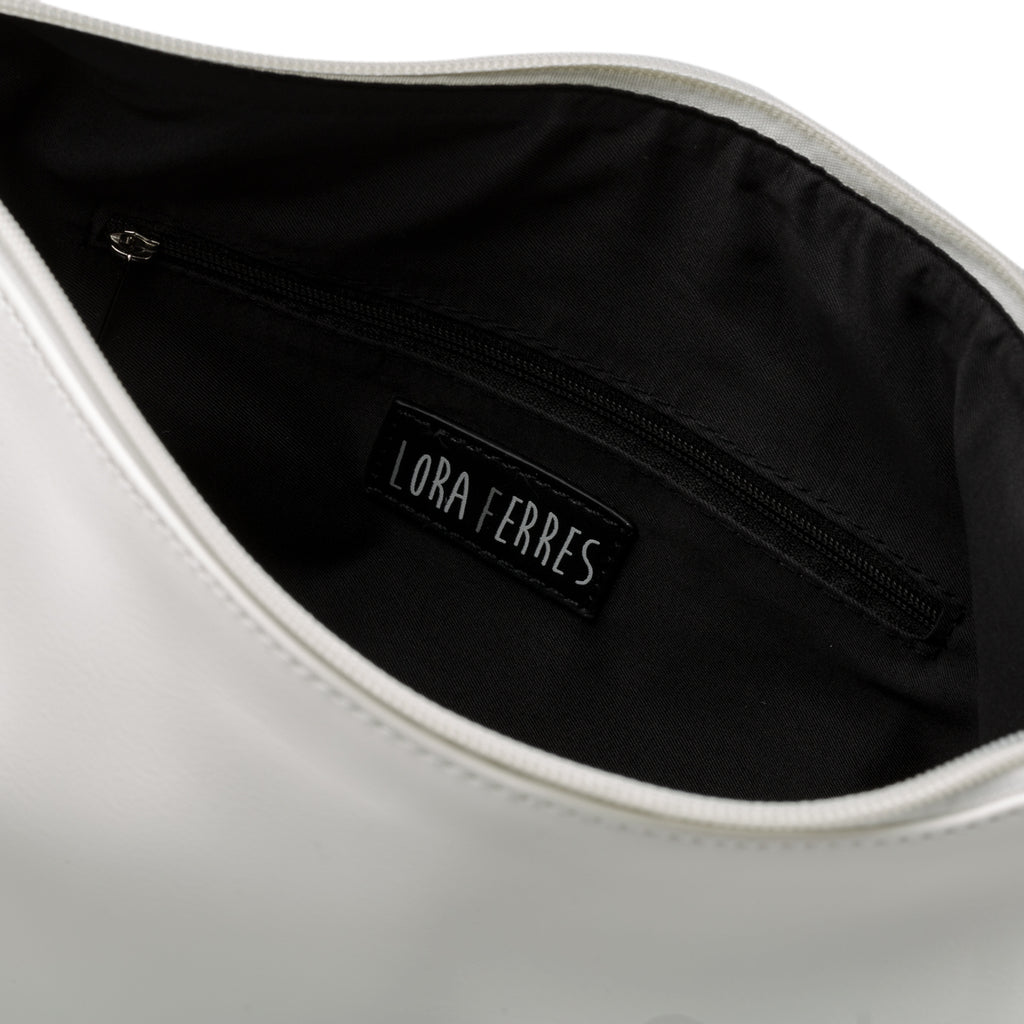 Borsa a mano bianca con nodo sul manico Lora Ferres