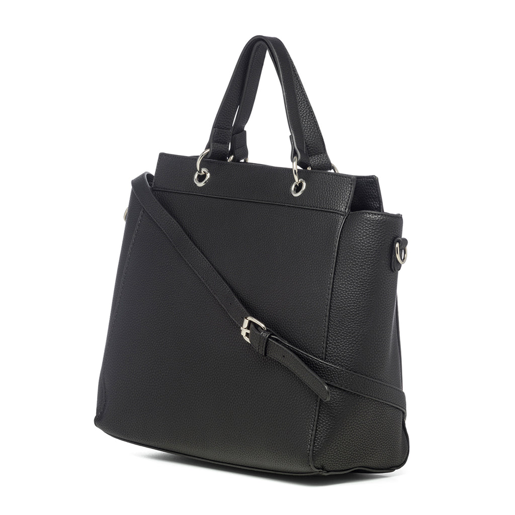 Borsa a mano nera in similpelle martellata Lora Ferres