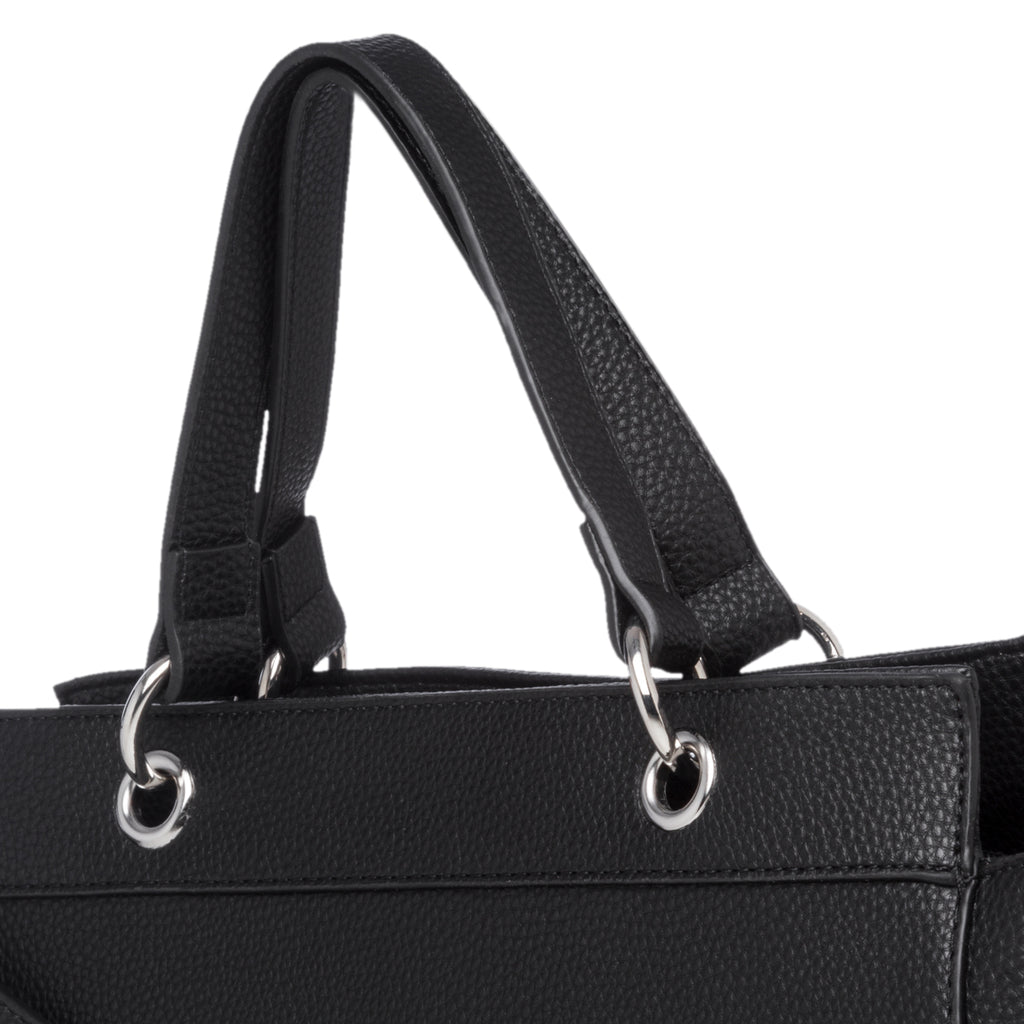 Borsa a mano nera in similpelle martellata Lora Ferres