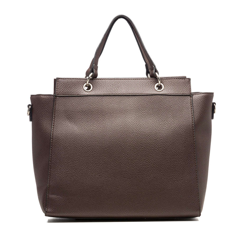 Borsa a mano marrone in similpelle martellata Lora Ferres