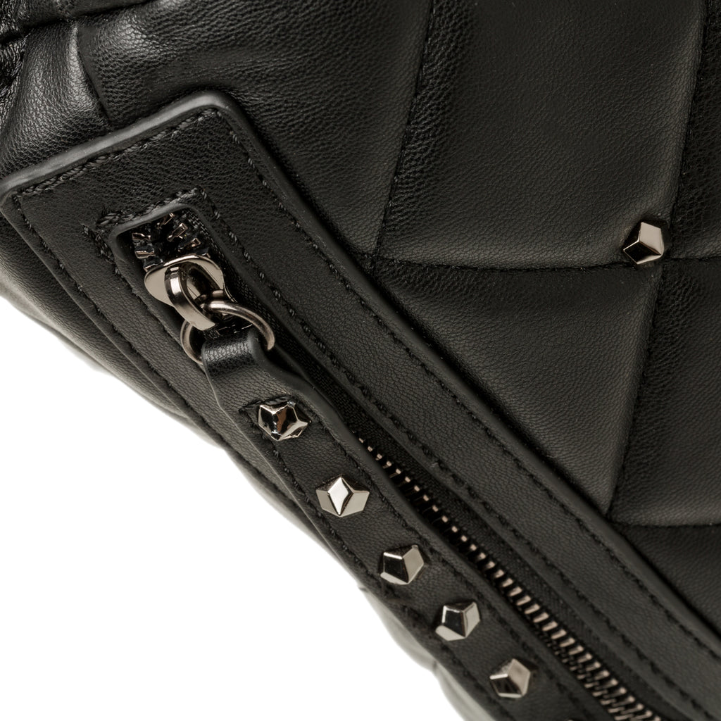 Borsa a secchiello nera con borchiette Lora Ferres