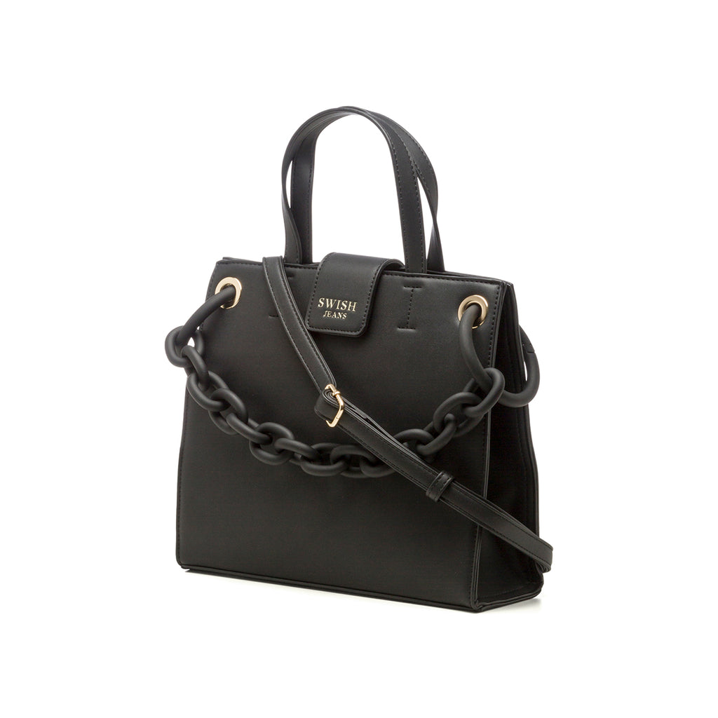 Borsa a mano nera con maxi-catena Swish Jeans