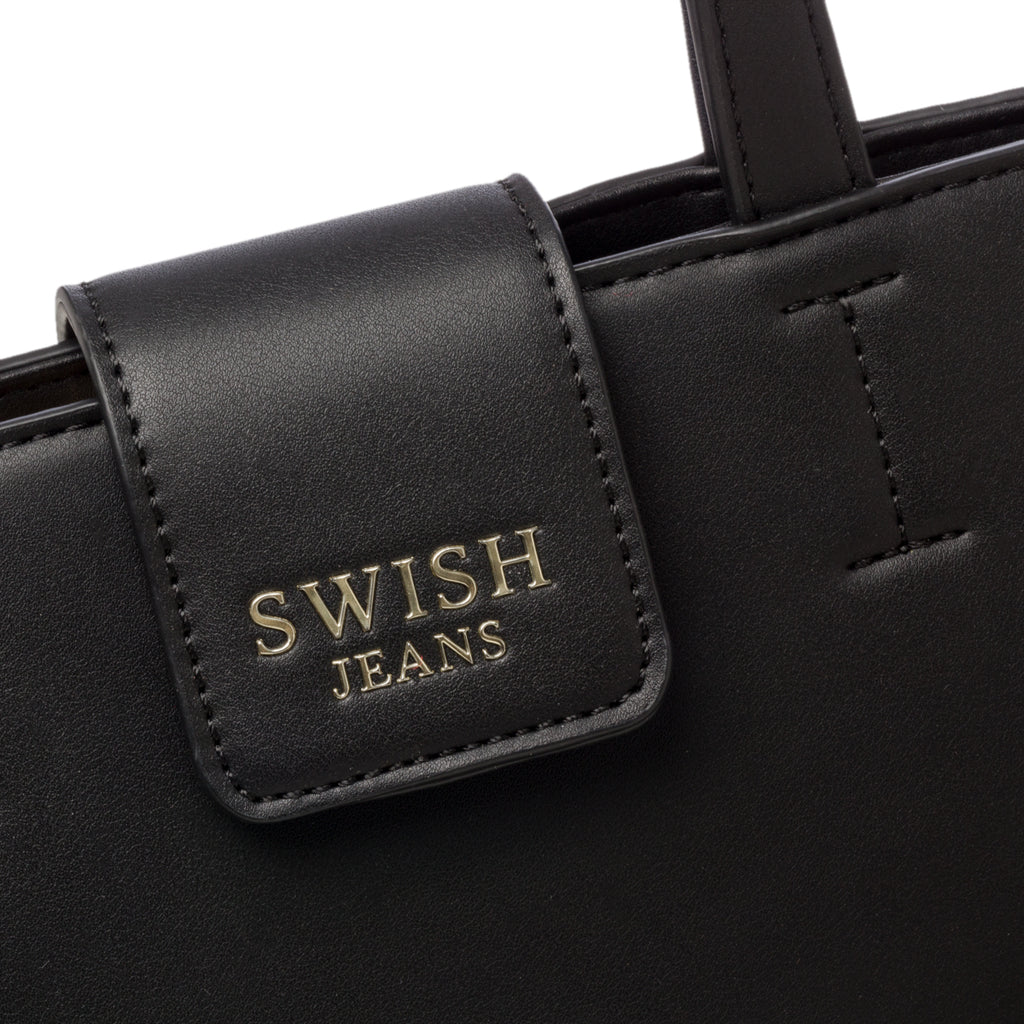 Borsa a mano nera con maxi-catena Swish Jeans