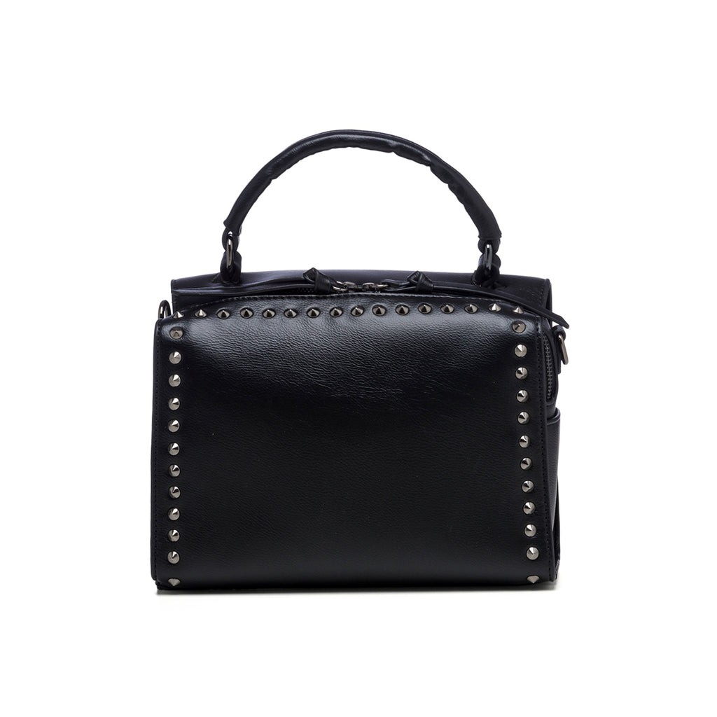 Borsa a mano nera con borchie in metallo Lora Ferres