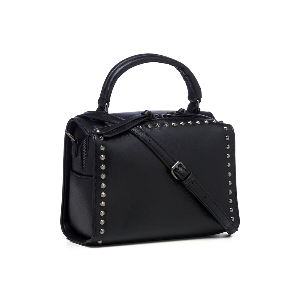 Borsa a mano nera con borchie in metallo Lora Ferres