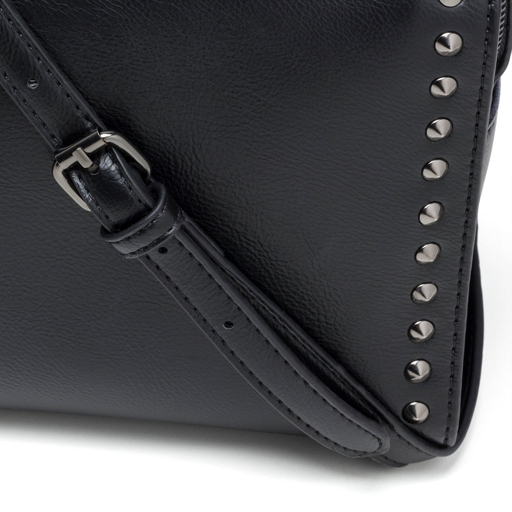 Borsa a mano nera con borchie in metallo Lora Ferres