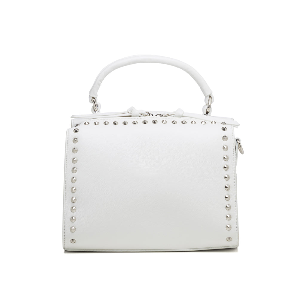 Borsa a mano bianca con borchie in metallo Lora Ferres