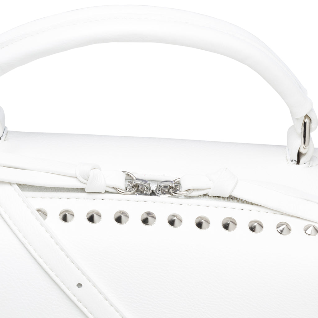 Borsa a mano bianca con borchie in metallo Lora Ferres