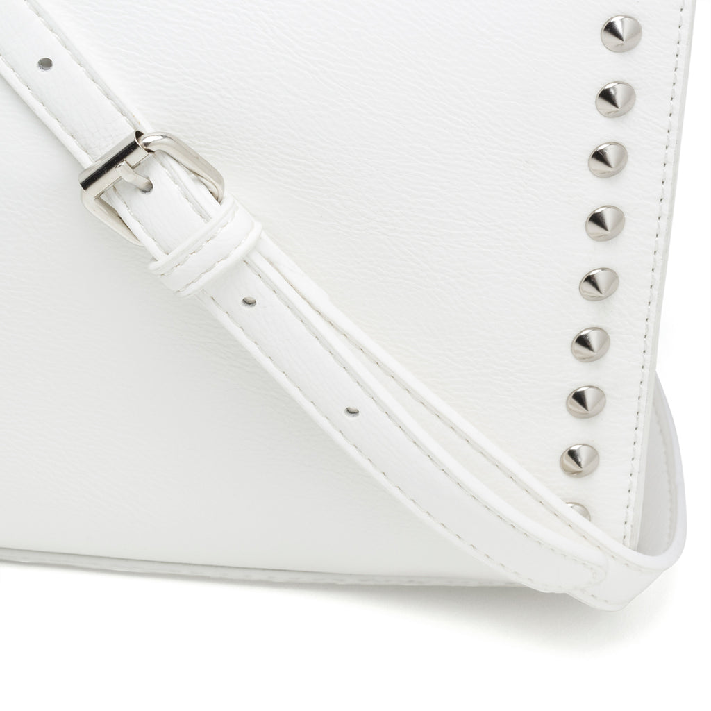 Borsa a mano bianca con borchie in metallo Lora Ferres