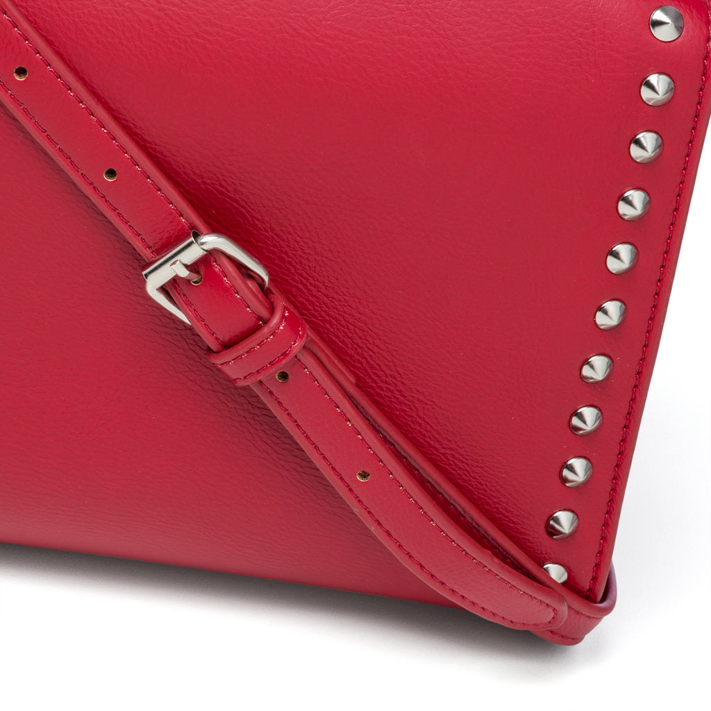 Borsa a mano rossa con borchie in metallo Lora Ferres