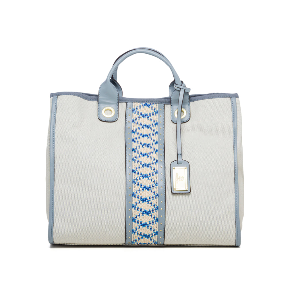 Borsa a mano azzurra con dettaglio intrecciato Lumberjack Manila