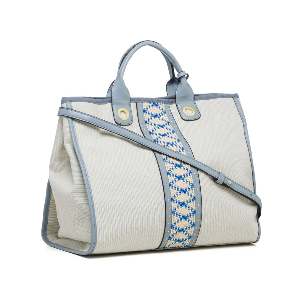 Borsa a mano azzurra con dettaglio intrecciato Lumberjack Manila