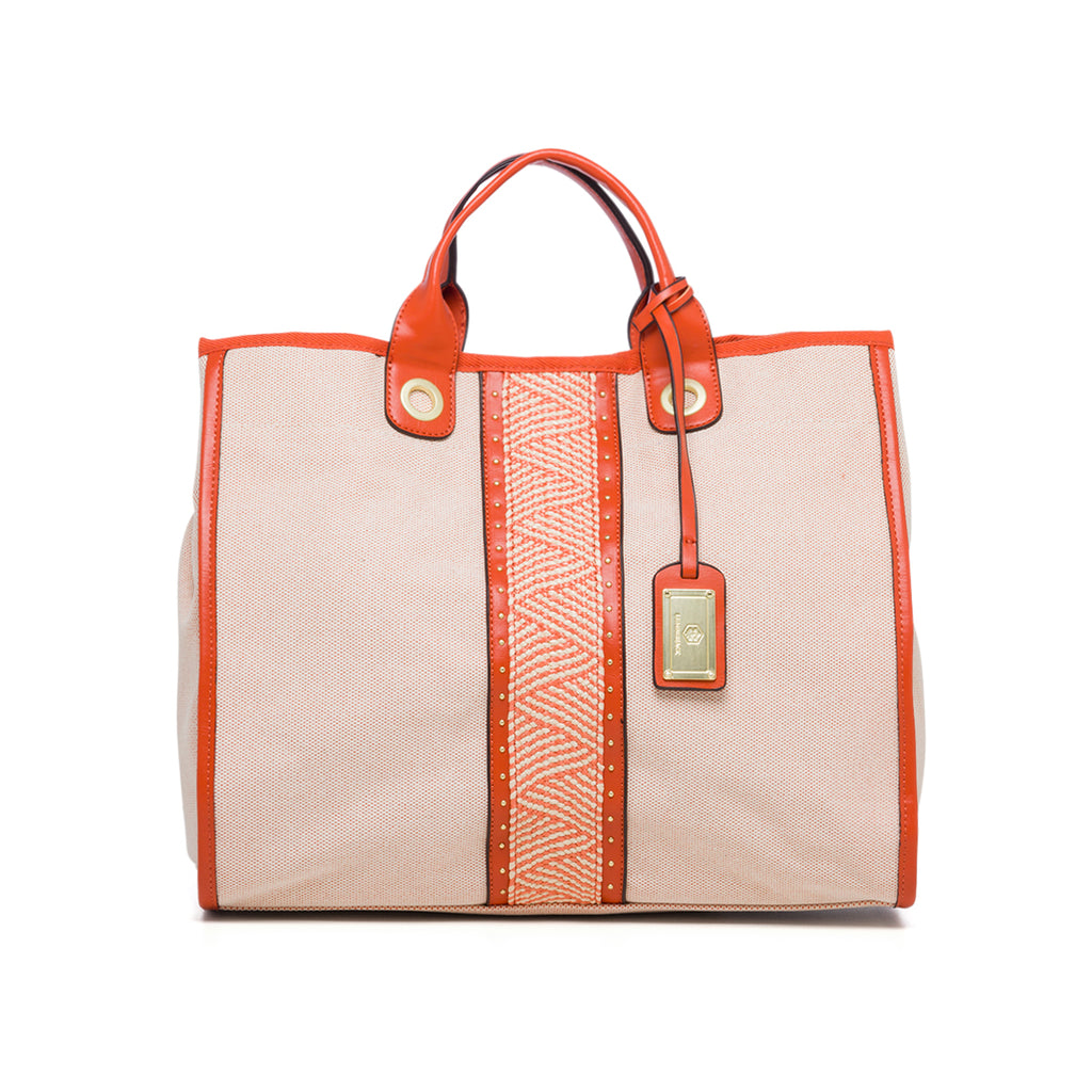 Borsa a mano arancione con dettaglio intrecciato Lumberjack Manila