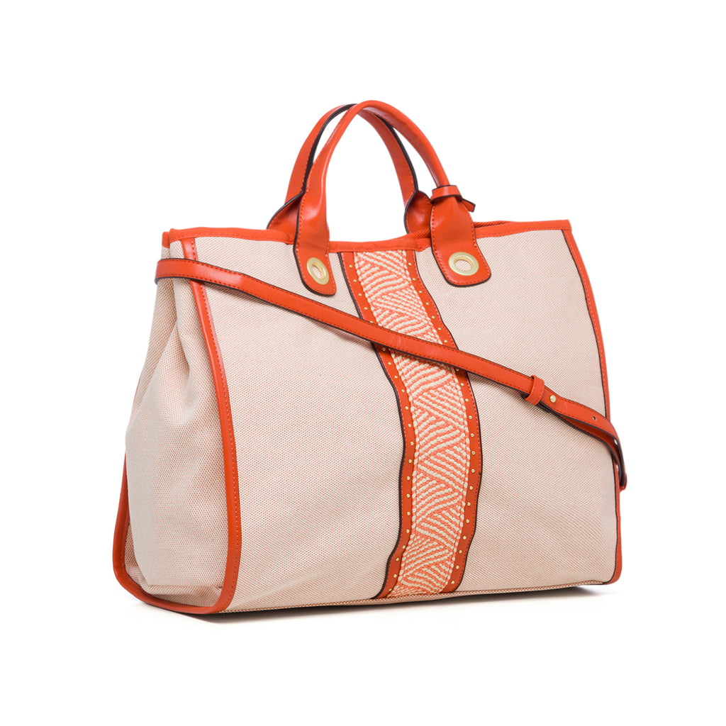 Borsa a mano arancione con dettaglio intrecciato Lumberjack Manila