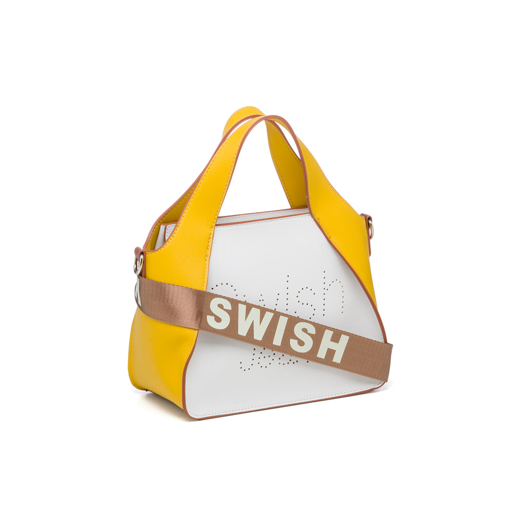 Borsa a mano gialla con dettagli traforati Swish Jeans Irma