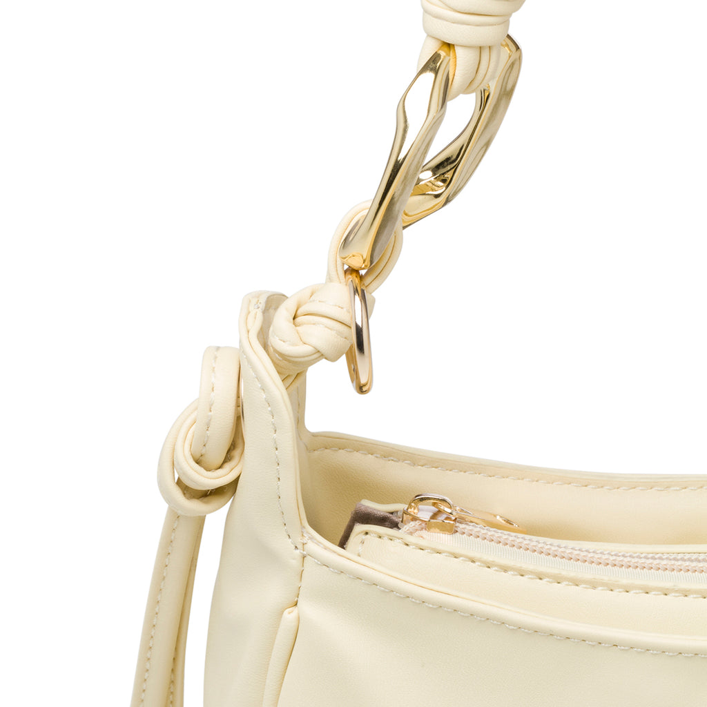 Borsa a mano gialla con manici intrecciati Lora Ferres