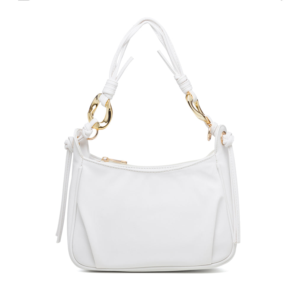 Borsa a mano bianca con manici intrecciati Lora Ferres