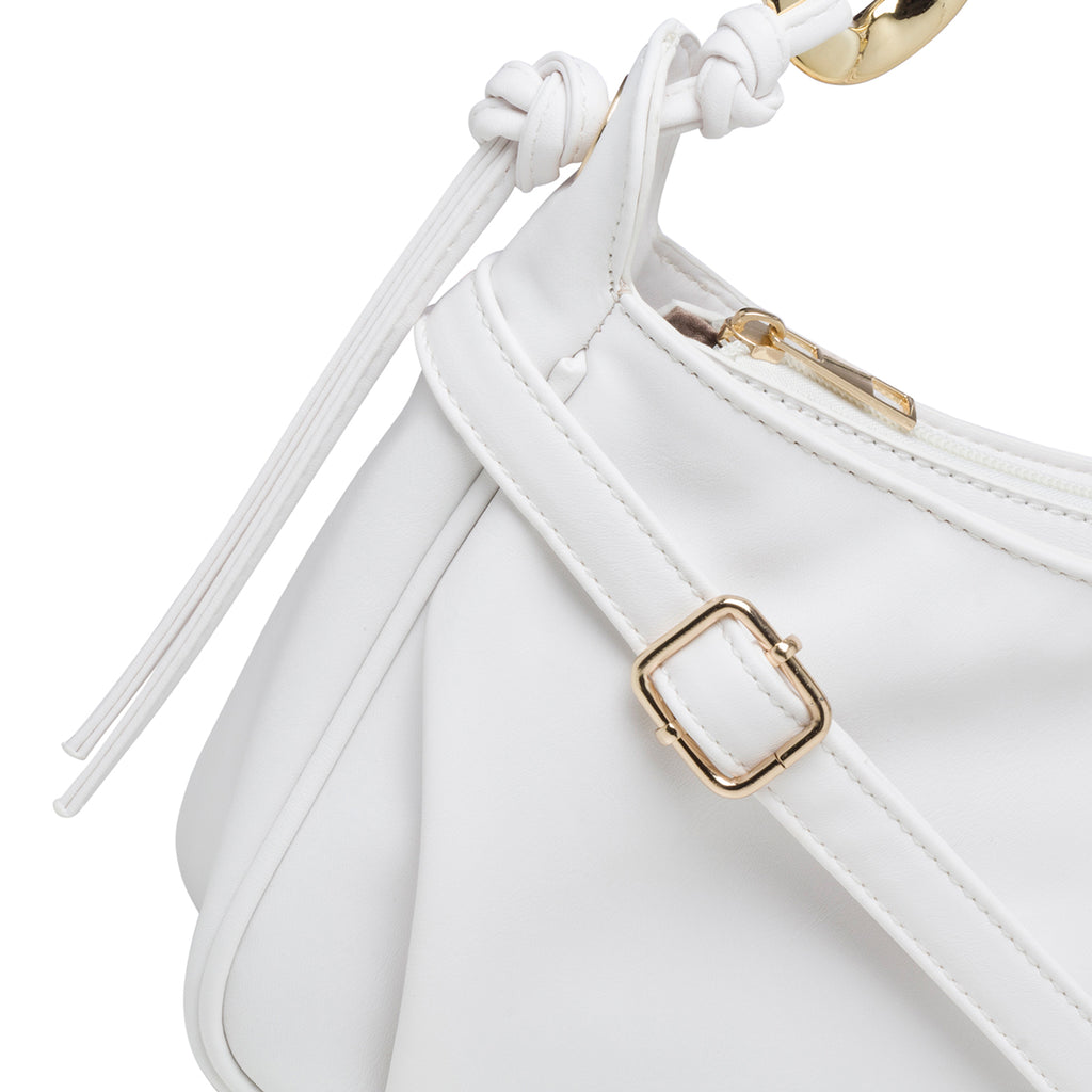 Borsa a mano bianca con manici intrecciati Lora Ferres