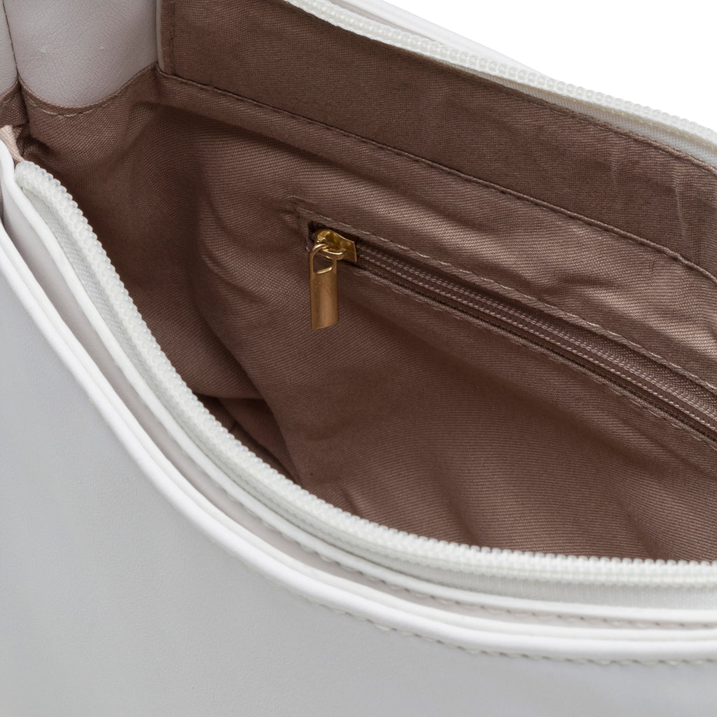 Borsa a mano bianca con manici intrecciati Lora Ferres