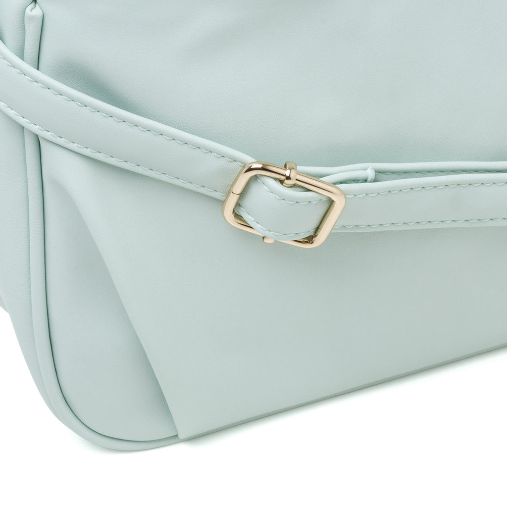 Borsa a mano verde acqua con manici intrecciati Lora Ferres