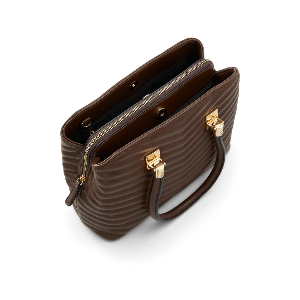 Borsa a mano marrone in pelle vegana effetto trapuntato Call It Spring Solangex