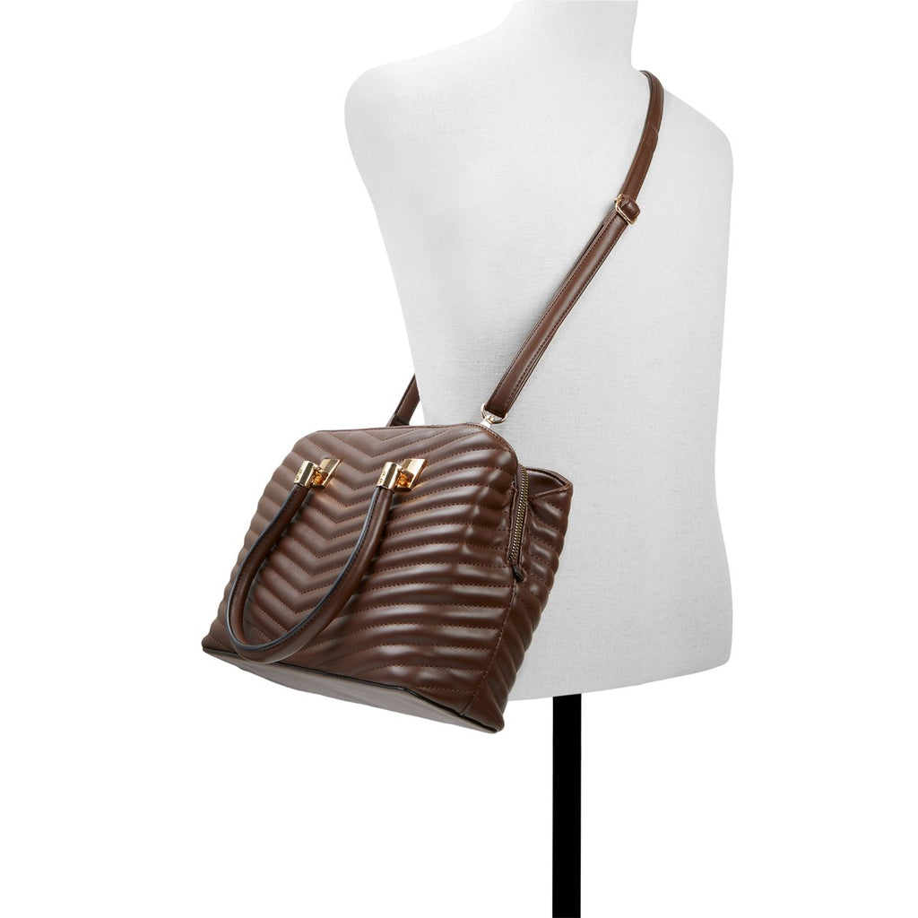 Borsa a mano marrone in pelle vegana effetto trapuntato Call It Spring Solangex