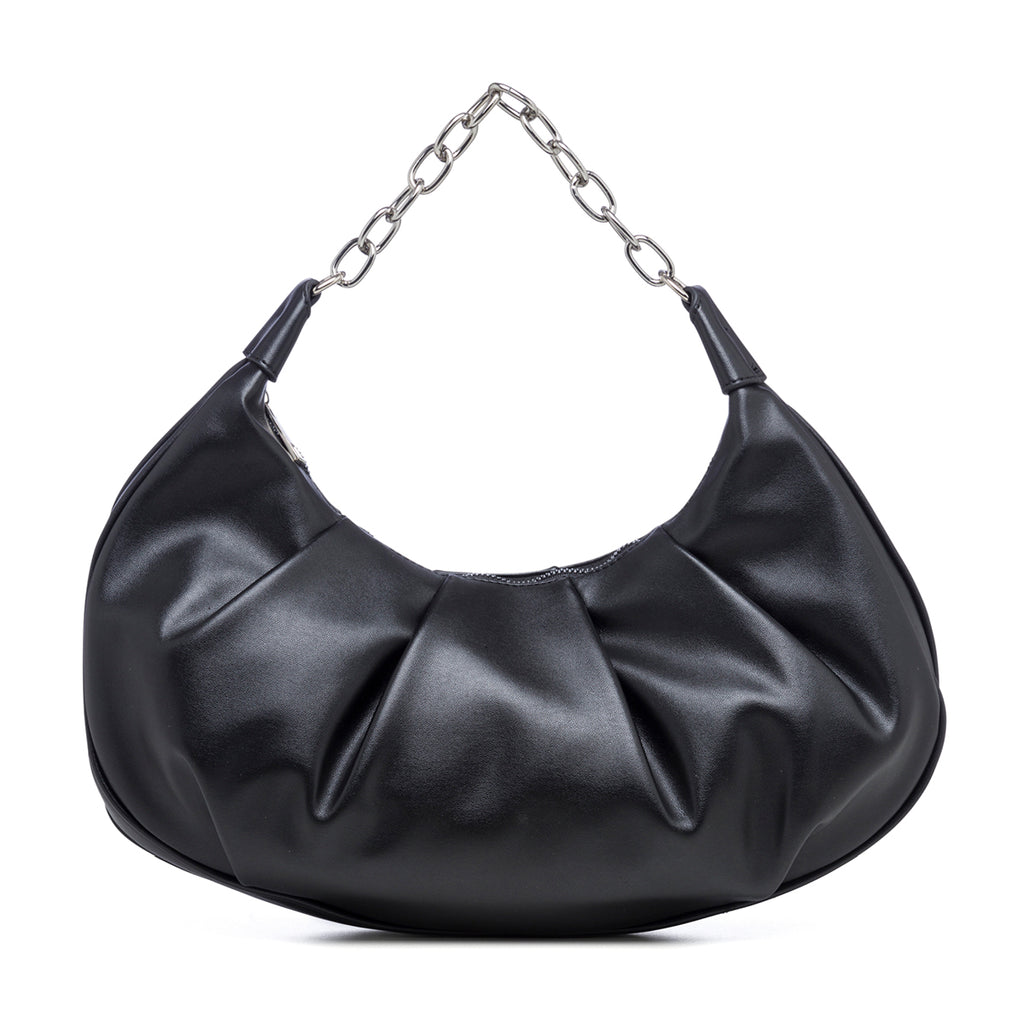 Borsa a mano nera effetto arricciato Lora Ferres