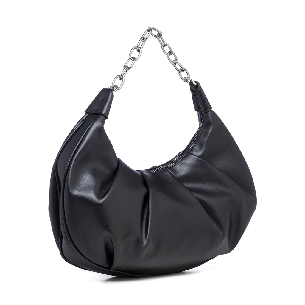 Borsa a mano nera effetto arricciato Lora Ferres