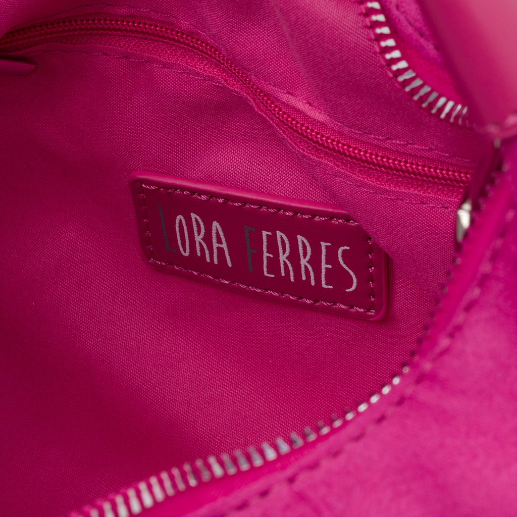 Borsa a mano fucsia effetto arricciato Lora Ferres