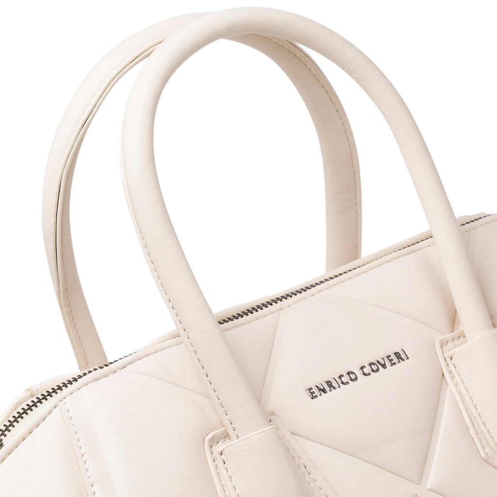 Borsa a mano trapuntata off-white da donna Enrico Coveri