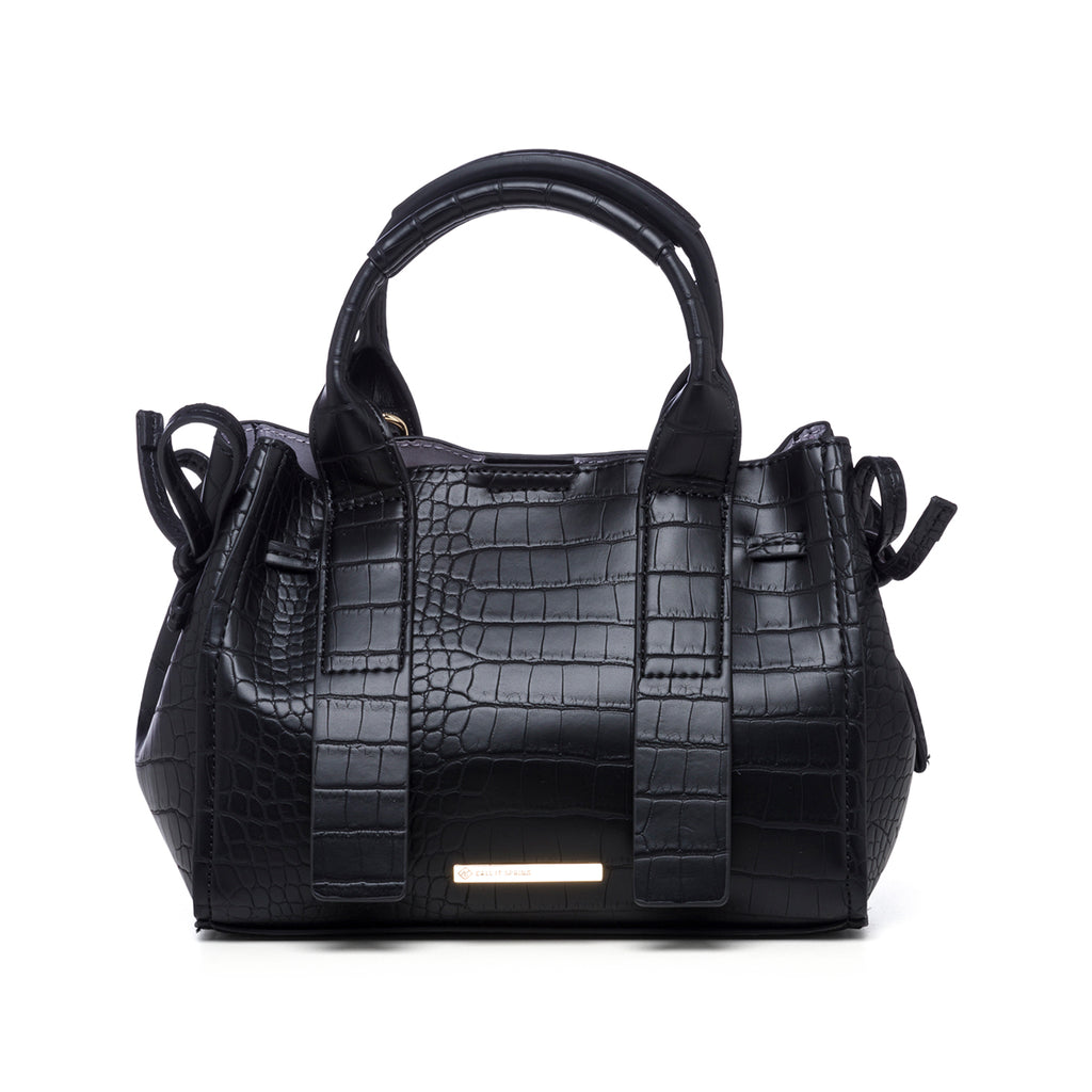 Borsa a mano nera in pelle vegana effetto cocco Call It Spring Daffi