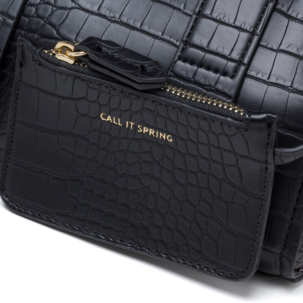 Borsa a mano nera in pelle vegana effetto cocco Call It Spring Daffi