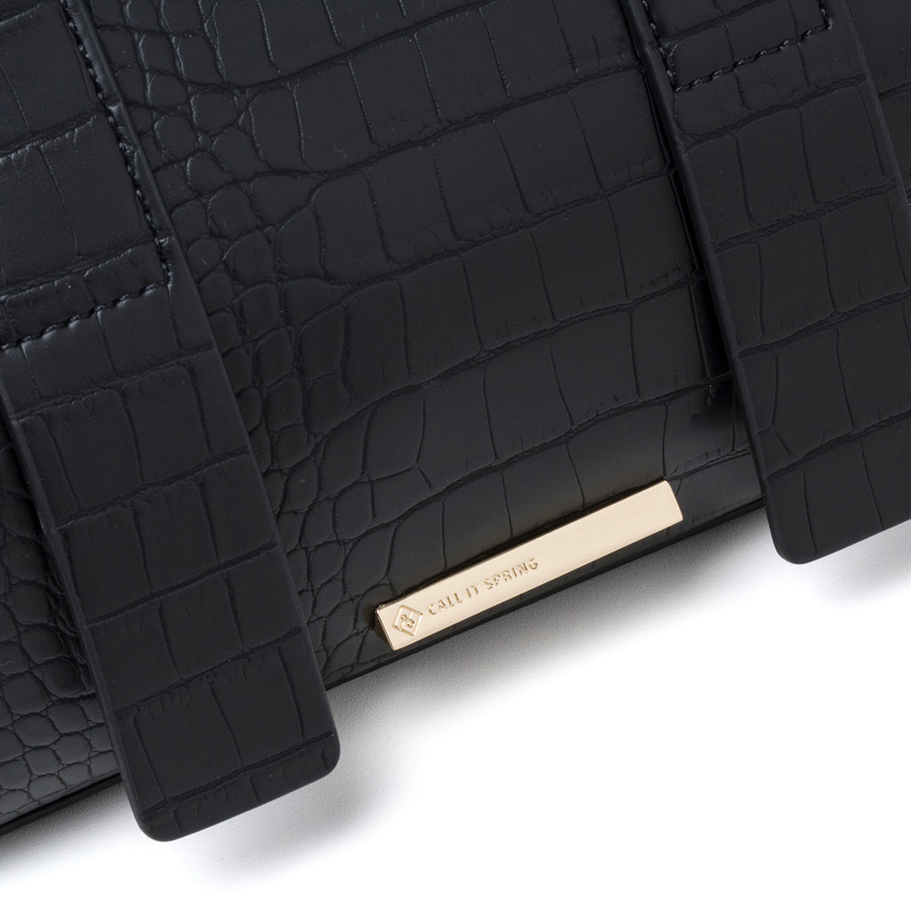 Borsa a mano nera in pelle vegana effetto cocco Call It Spring Daffi